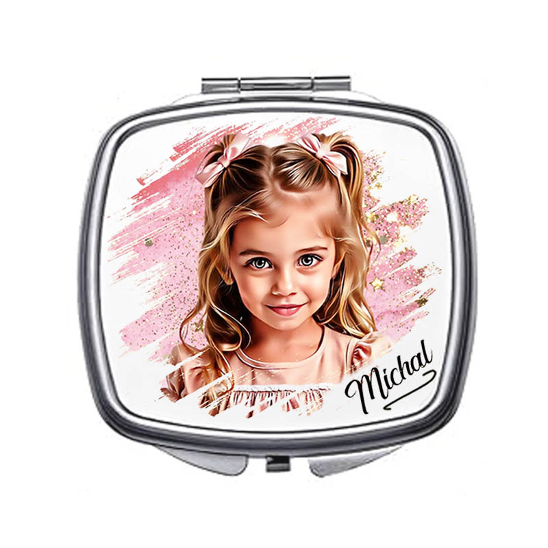 מראת כיס עם תמונה מאויירת - ורוד – תמונה 3